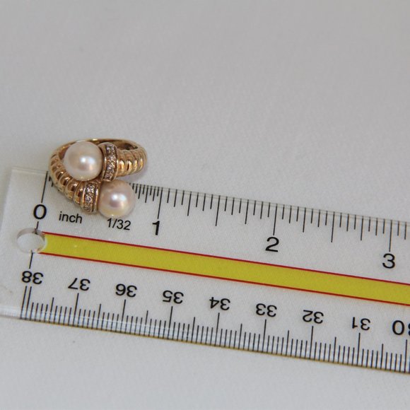 Whitehall 14k Gold Pearls and Diamonds Ring - Picture 12 of 13